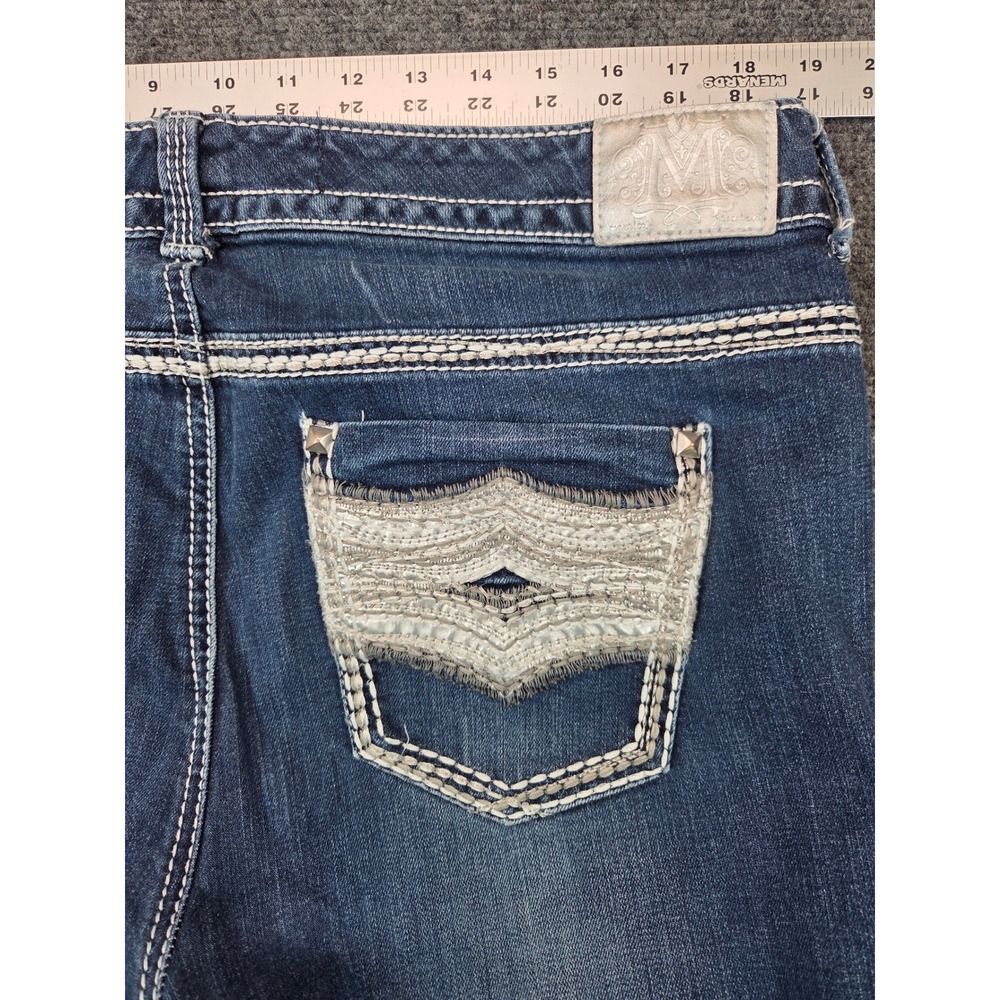 Maurices Premium Bootcut Jeans Womens 18 Long Blue Embellished Pockets - Picture 5 of 9